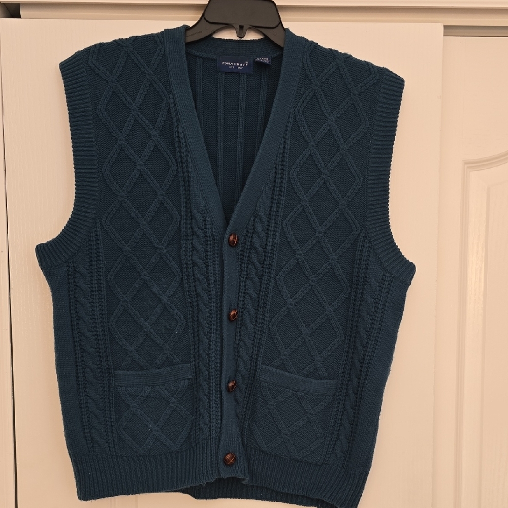 Towncraft Dark Teal Knit Sweater Vest